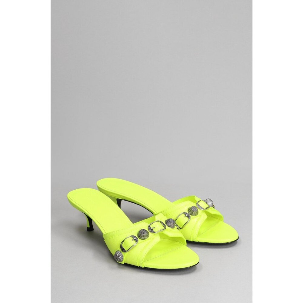 BALENCIAGA Cagole Mules in Fluo Yellow & Palladium 37 with box Womens low Heels - Picture 12 of 16
